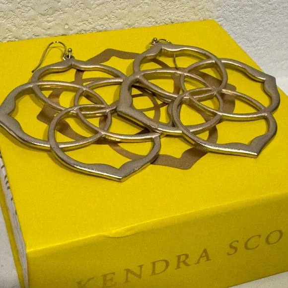 Kendra Scott Rajan Silver Drop Earrings | Retired HTF Designer Statement - Picture 3 of 5